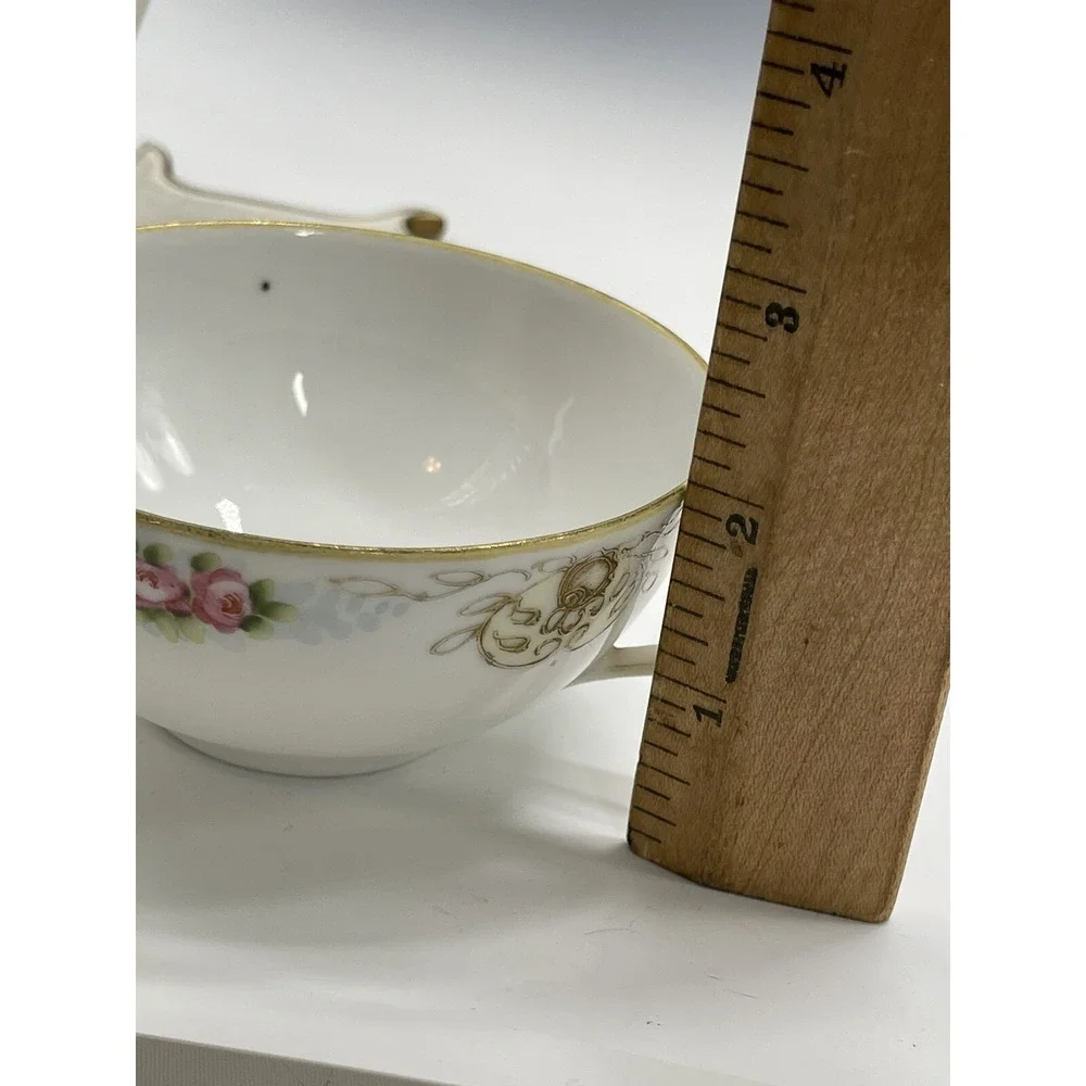 Antique Nippon Teacup & Saucer Plate Hand‎ Painted Floral A50